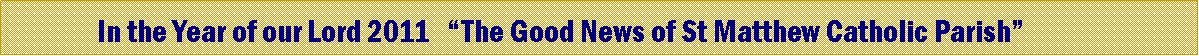 Text Box:                In the Year of our Lord 2011   The Good News of St Matthew Catholic Parish